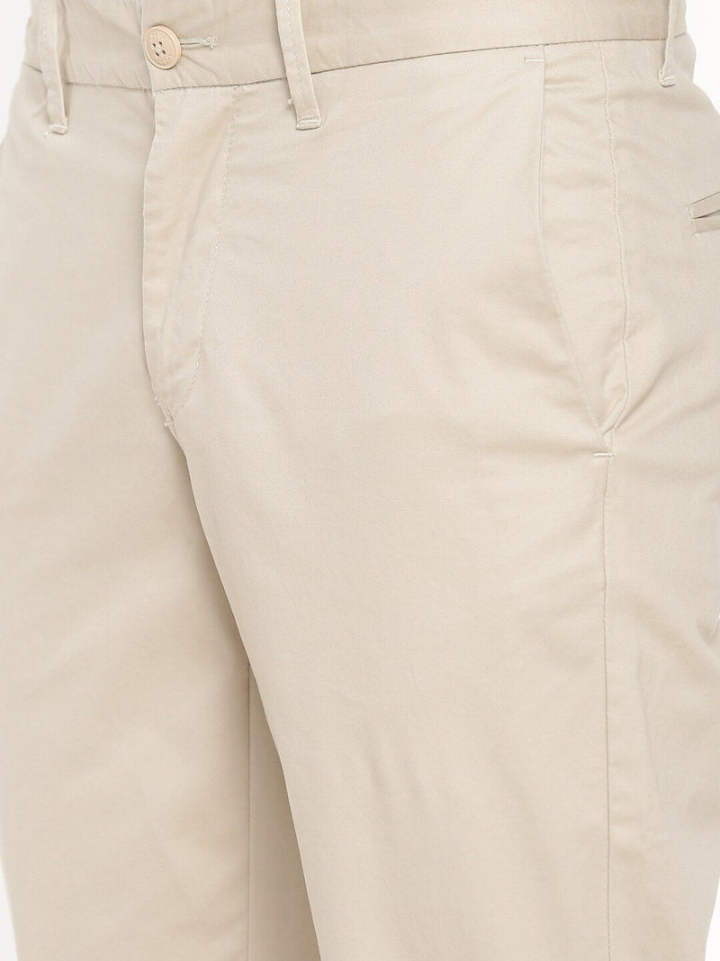 T-Base Men Cream-Coloured Core Chinos Trousers