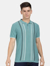 T-Base Men Cotton Striped Polo Collar T-Shirt