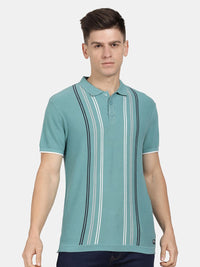 T-Base Men Cotton Striped Polo Collar T-Shirt