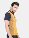 T-Base Men Brown Colourblocked Mandarin Collar T-Shirt