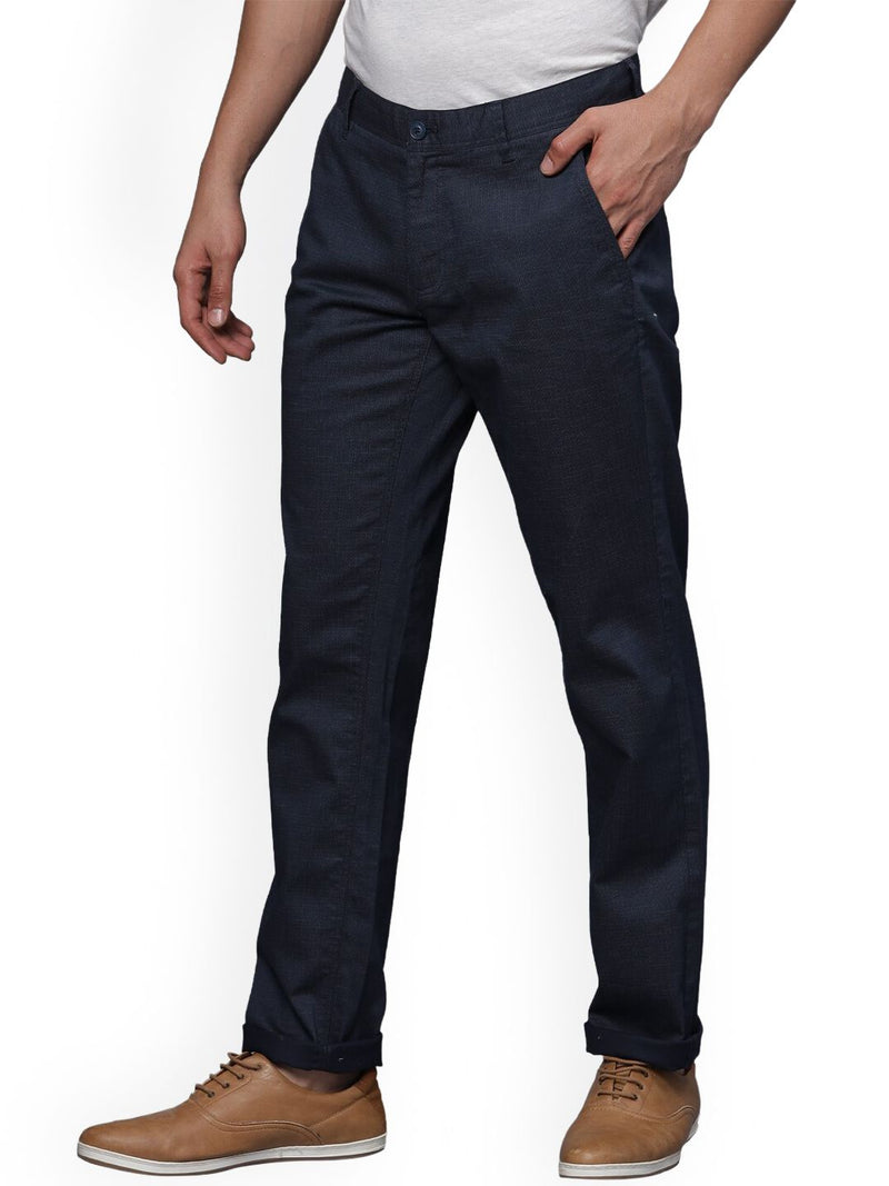 T-Base Men Self Design Textured Straight Fit Chinos