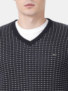 T-Base Men'S Navy Blue & White V-Neck Sweater