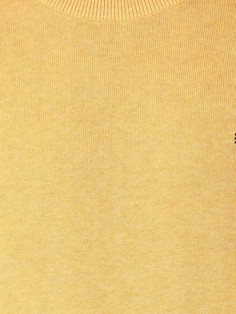 T-Base Men Yellow Solid Cotton Pullover