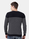 T-Base Men Navy Blue & White Striped Pullover