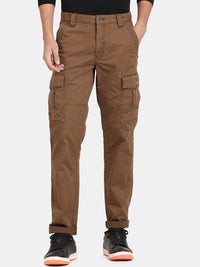T-Base Men Brown Cargos Cotton Trousers