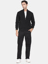 T-Base Geometric Self Design Long Sleeves Front Open Pure Cotton Sweater