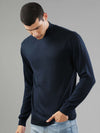 T-Base Men Navy Blue Ribbed Pullover