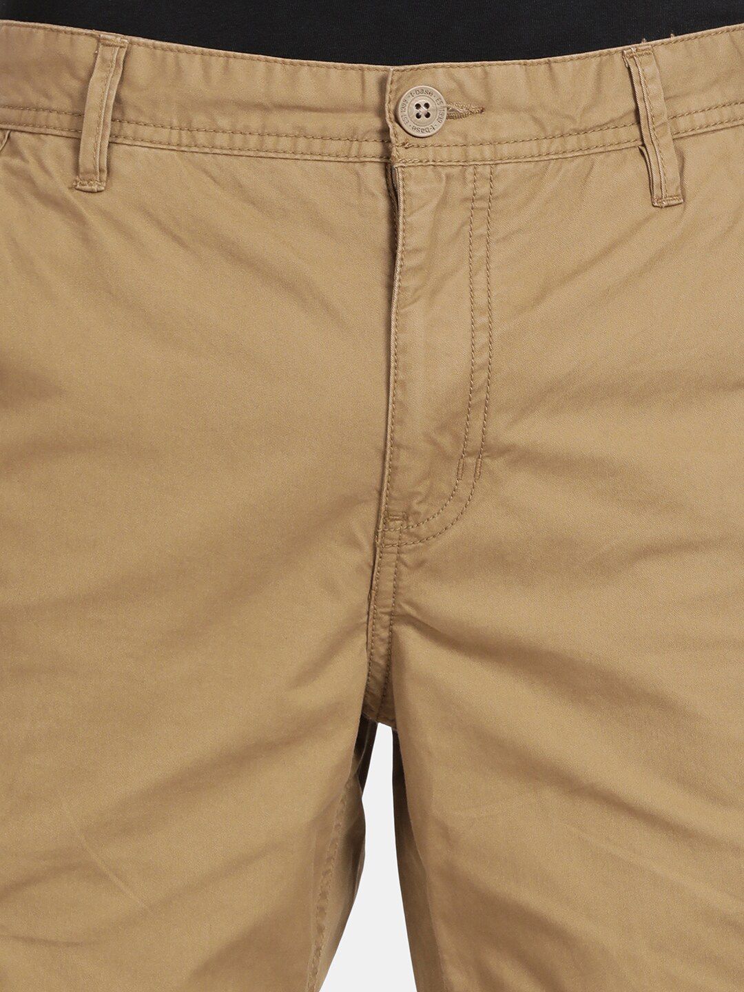T-Base Men Whiskey Brown Cotton Solid Easy Wash Cargos Trousers
