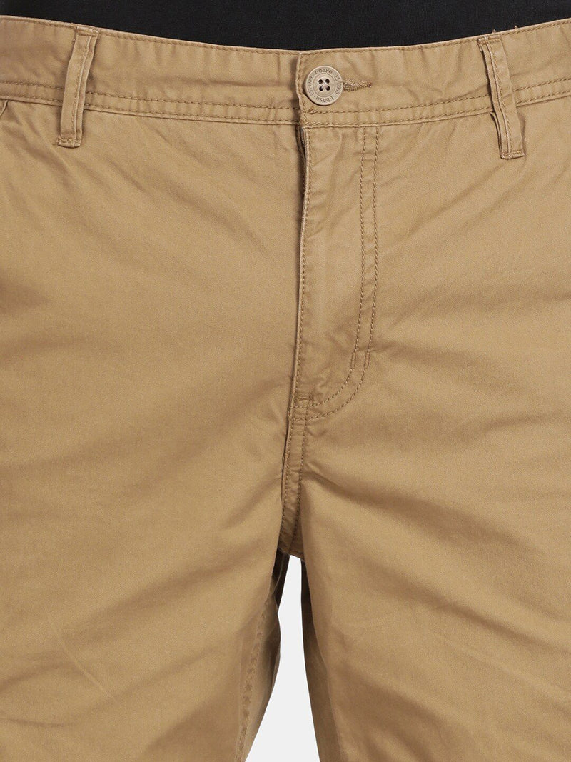 T-Base Men Whiskey Brown Cotton Solid Easy Wash Cargos Trousers