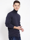 T-Base Men Navy Blue Solid Pullover Sweater