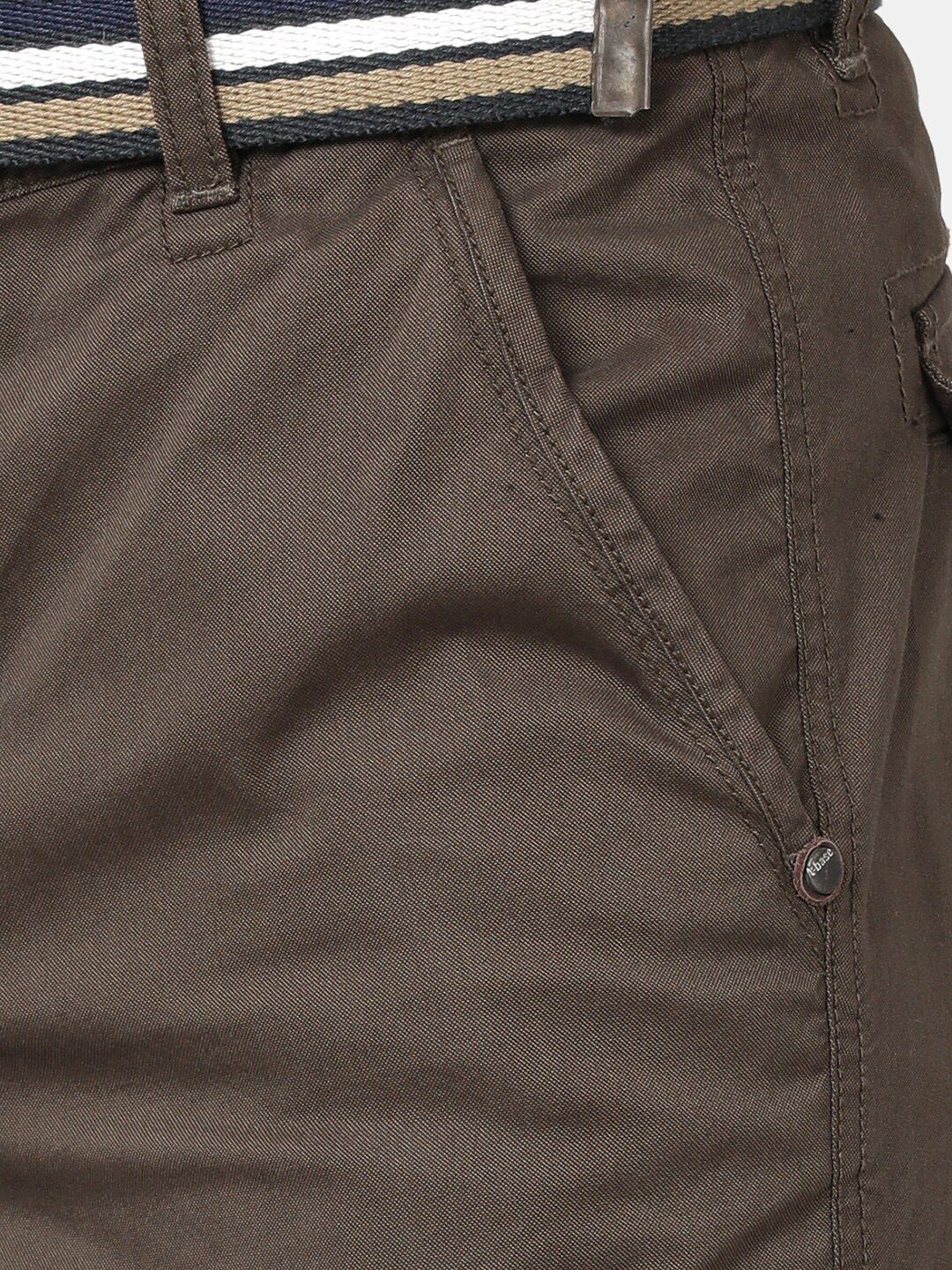T-Base Men Olive Green Easy Wash Cargos Trousers
