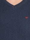 V Neck Mood Indigo Melange Full Sleeve Pullover