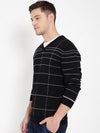 T-Base Men Black & White Checked Pullover Sweater