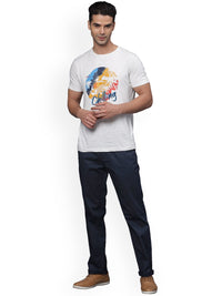 T-Base Men Self Design Textured Straight Fit Chinos