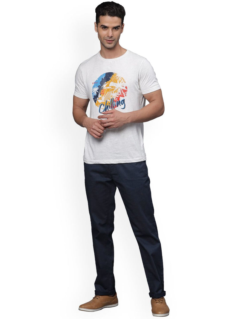 T-Base Men Self Design Textured Straight Fit Chinos