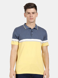 T-Base Men Colourblocked Polo Collar T-Shirt
