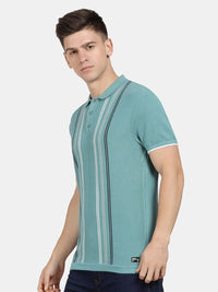 T-Base Men Cotton Striped Polo Collar T-Shirt