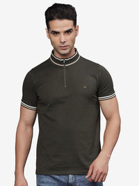 T-Base Men High Neck Applique T-Shirt