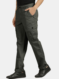 T-Base Men Mid Rise Pure Cotton Cargos Trousers