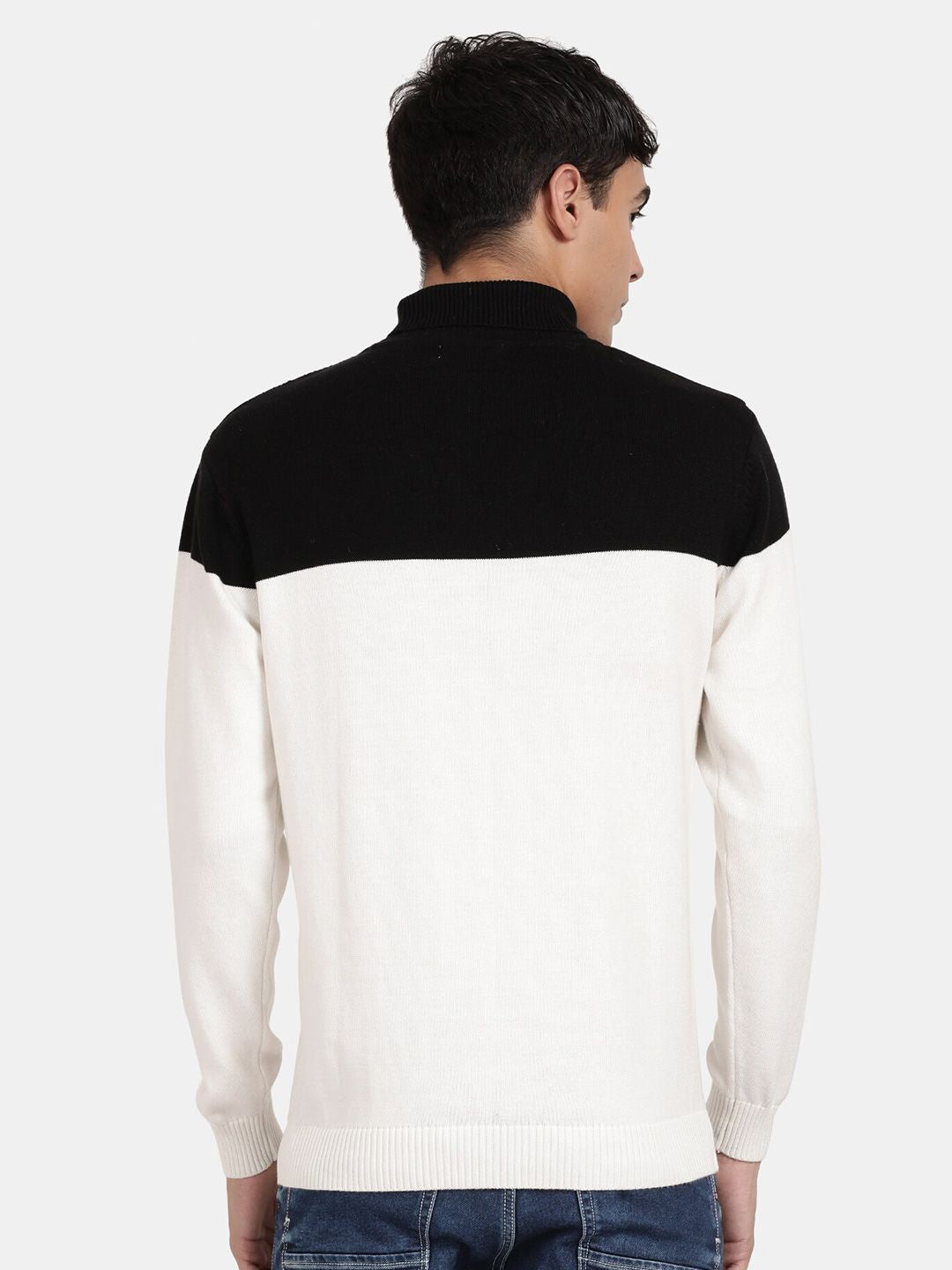 Buy Turtle Neck Color Block Full Sleeve Pullover for Men Online