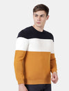 T-Base Men'S Yellow & White Colourblocked Pullover