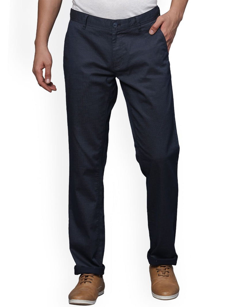 T-Base Men Self Design Textured Straight Fit Chinos