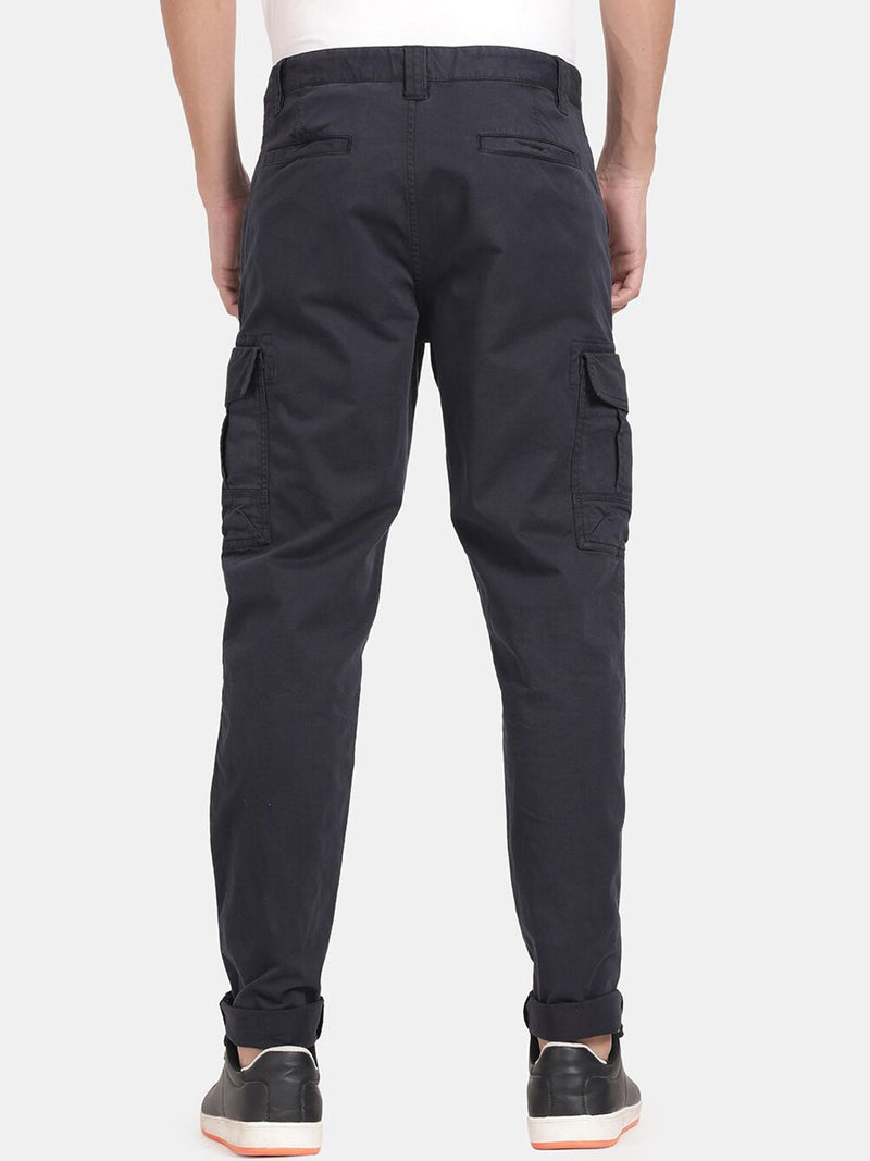 T-Base Men Blue Cotton Cargos Trousers