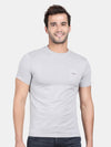 T-Base Men Grey Solid Slim Fit T-Shirt