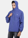 t-base Black Nylon Ribstop Solid Full Sleeve Waterproof Reversible Rainwear Jacket