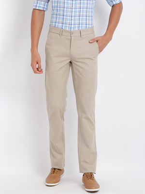 t-base men's Yellow Solid Cotton Chino Pant