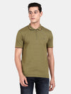 t-base Mayfly Green Cotton Nylon Polo Solid T-Shirt