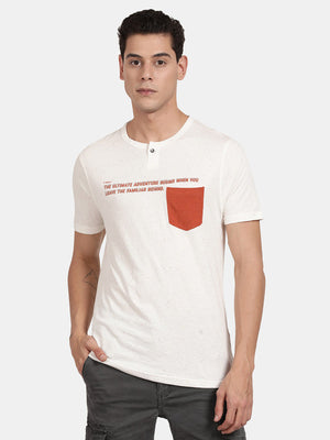 White Round Neck Solid T-Shirt