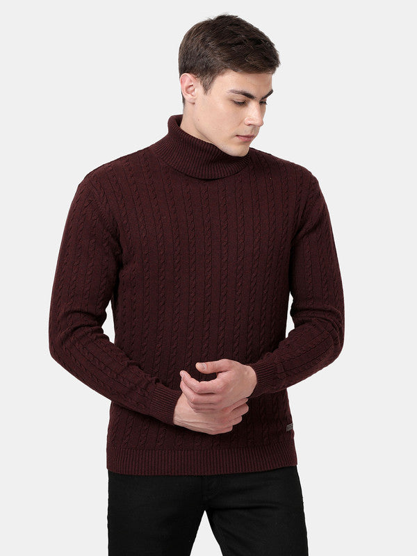 t-base Vineyard Melange Full Sleeve Turtle Neck Stylised Sweater