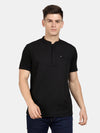 t-base Black Cotton Linen Solid Shirt