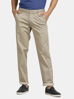 Oyster Beige Cotton Elastane Chino Pant