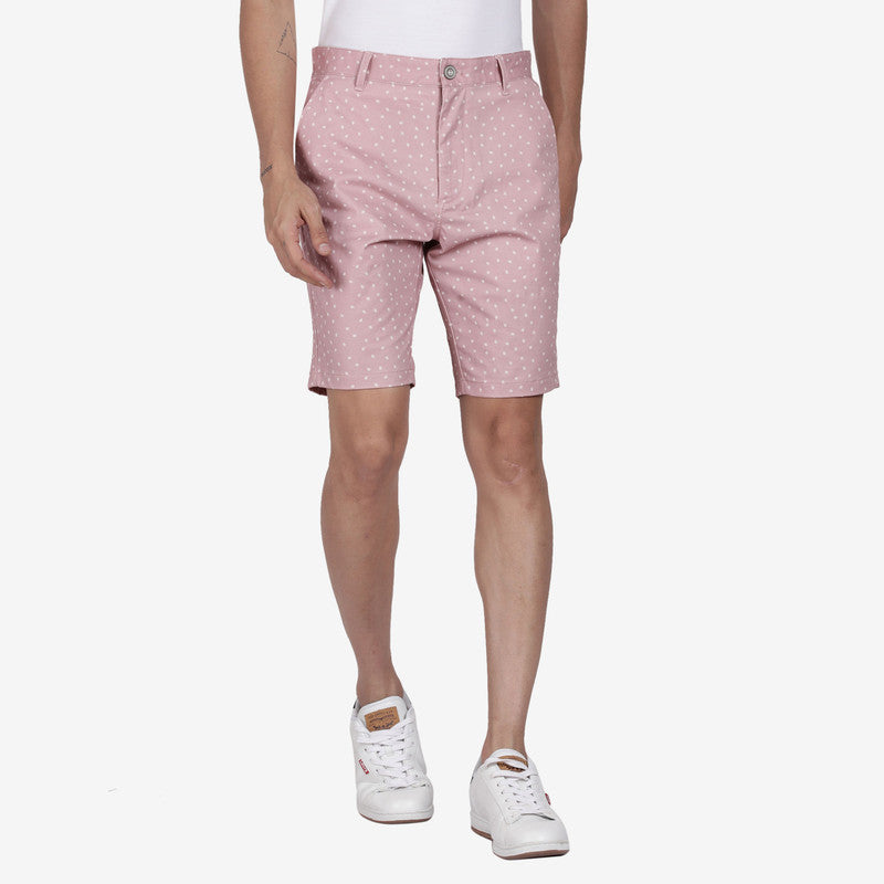 t-base Misty Rose Cotton Stretch Printed Chino Shorts