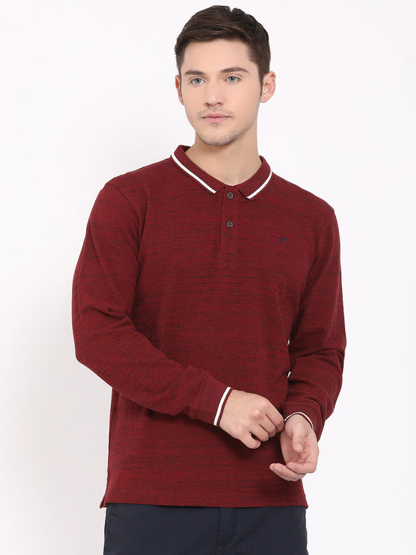 Red Polo Neck Solid T-Shirt