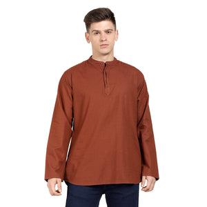 t-base Rust Linen Solid Shirt