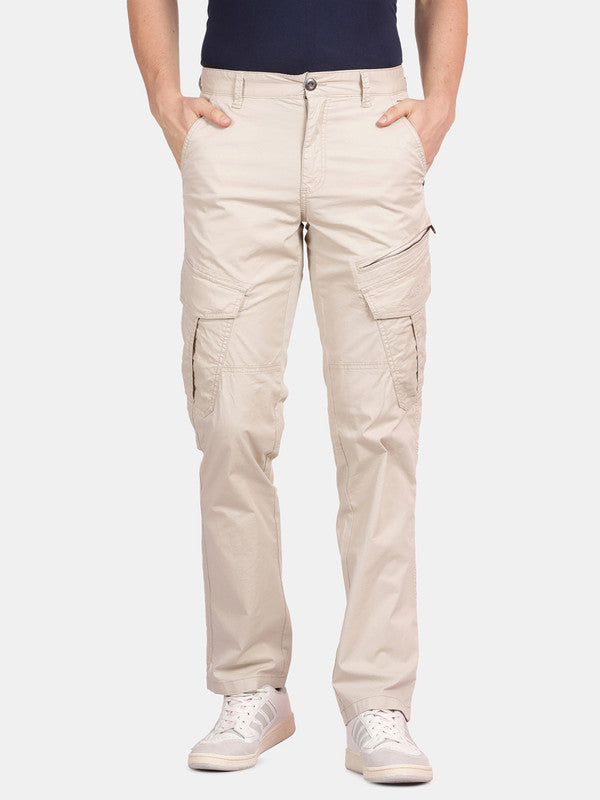 t-base men Stone Cotton Stretch Solid Cargo Pant