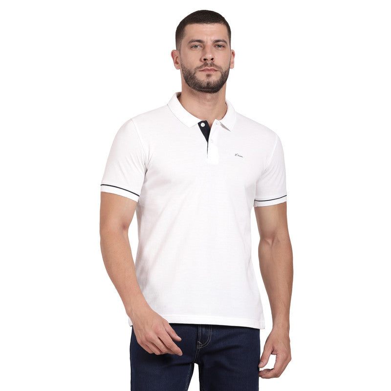 t-base Broken White Cotton Polyester Polo Solid T-Shirt