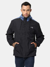 t-base Storm Blue Black Nylon Ripstop Solid Full Sleeve Rainwear Jacket