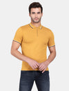 t-base Mustard Cotton Nylon Polo Solid T-Shirt