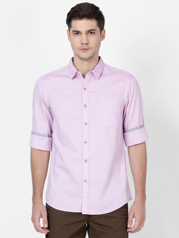  t-base Pink Solid Cotton Casual Shirt 