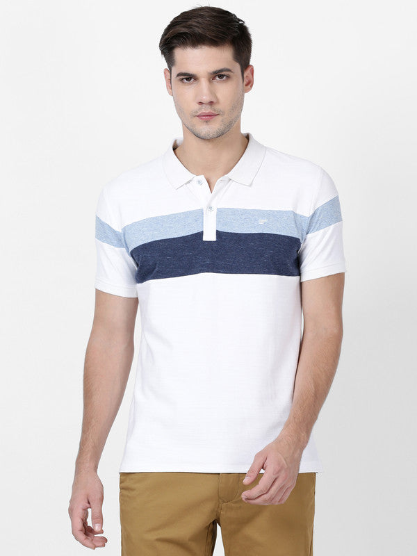 t-base Broken White Cotton Stretch Polo Stylised T-Shirt