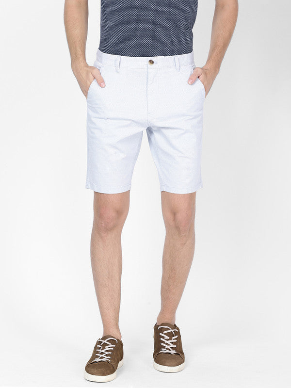 t-base Men Dream Blue Cotton Dobby Stretch Solid Chino Shorts