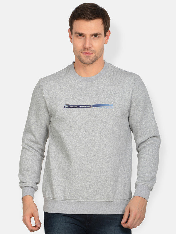 t-base Grey Melange Cotton Polyester Melange Sweatshirt
