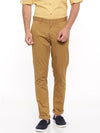 t-base men's Brown Solid Cotton Stretch Slim Tapered Chino Pant