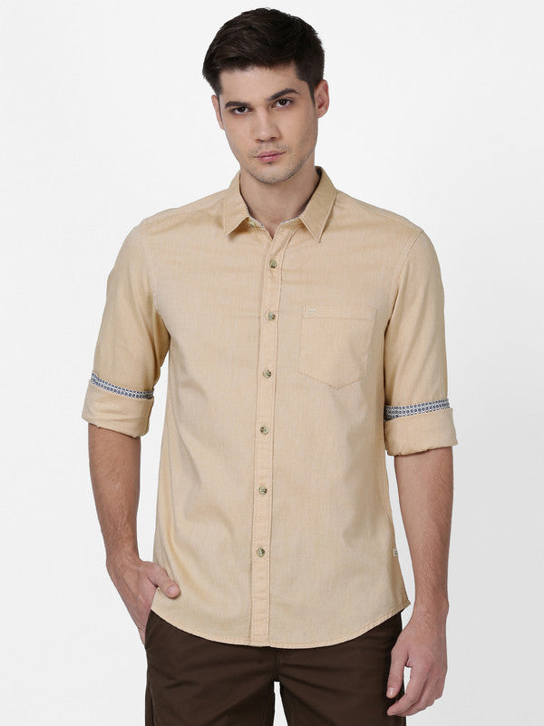  t-base Gold Solid Cotton Casual Shirt 