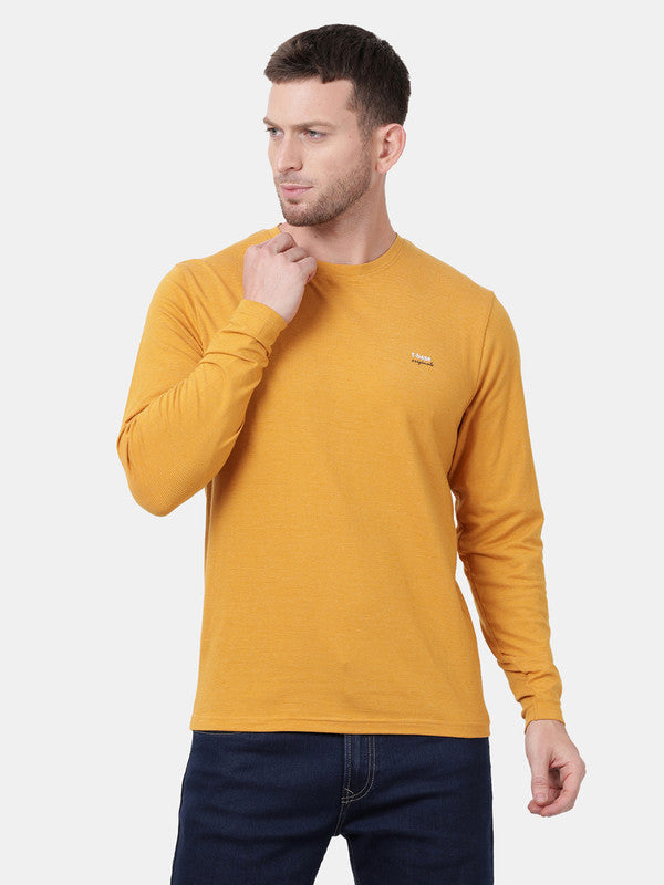 t-base Spruce Yellow Cotton Stretch Single Jersey Crewneck Melange T-Shirt