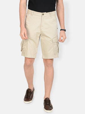 t-base Men Pebble Cotton Solid Cargo Shorts